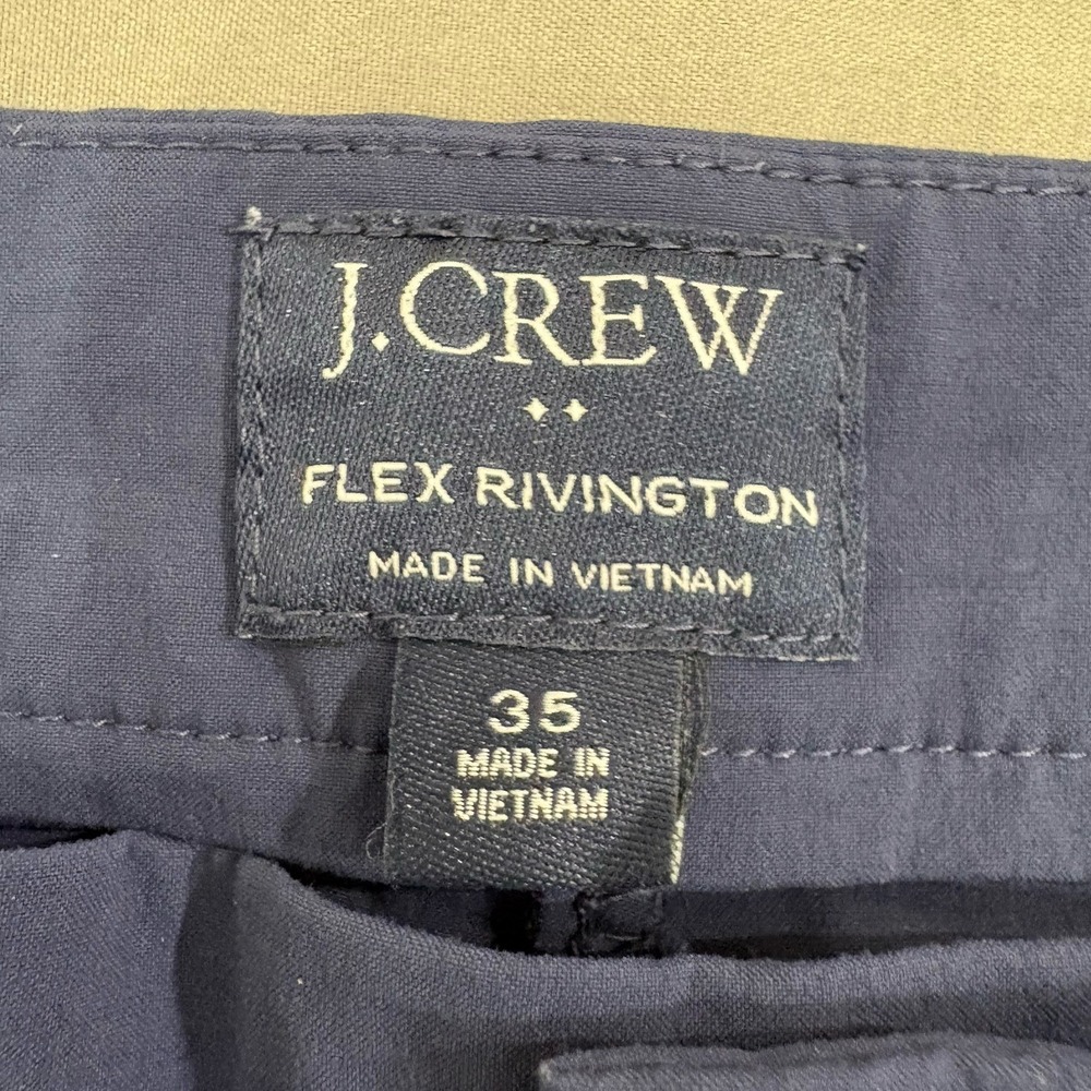 J Crew Shorts Mens 35 Blue Solid Flex Rivington Mercantile Zip Fly 11" Chinos - Picture 2 of 12